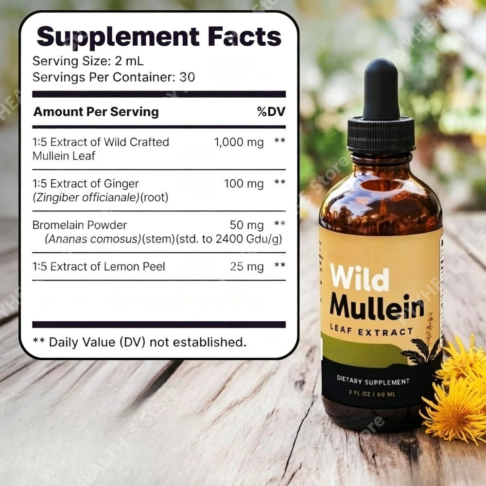 Gotas de Folha de Mullein com  - Herbal Wellness Liquid avaliação e preço