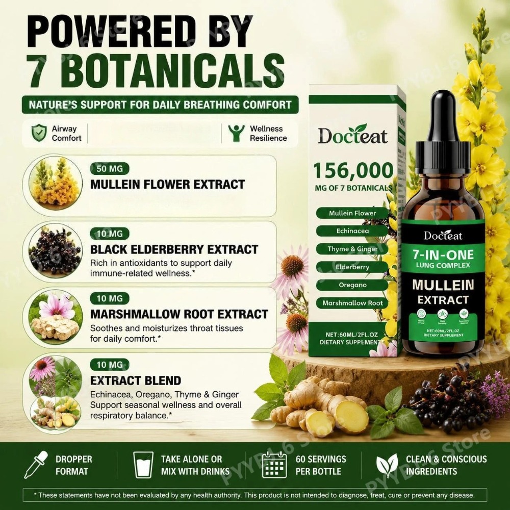 Docteat Extrato de Mullein 7 e - Herbal Wellness Liquid avaliação e preço